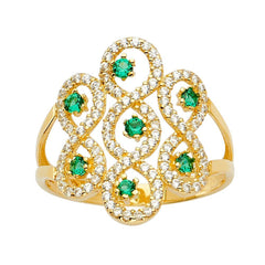 14K Tri Color Fancy CZ Engagement Ring