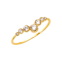 14K Yellow Gold Clear CZ Fancy Ring