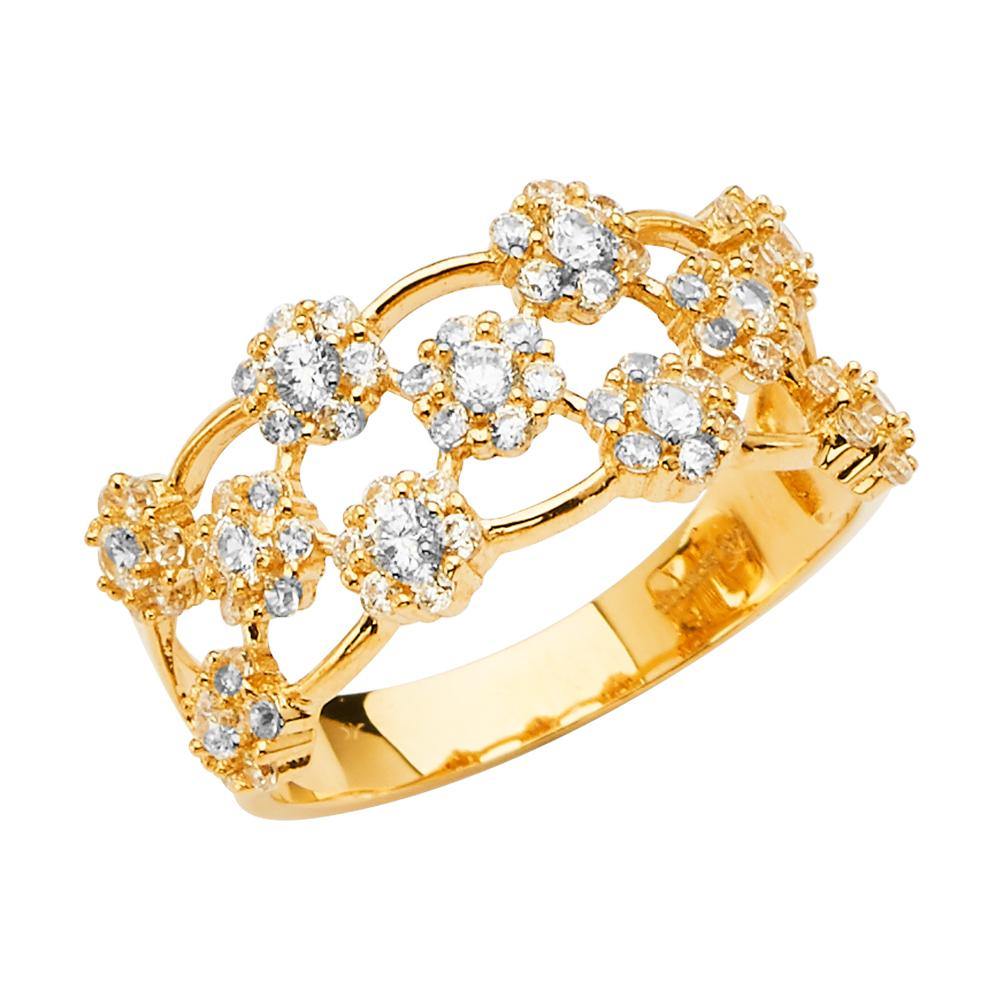 14K Yellow Gold Fancy Clear CZ Ring - silverdepot