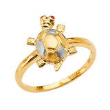 14K Two Tone Turtle Fancy Pink CZ Ring