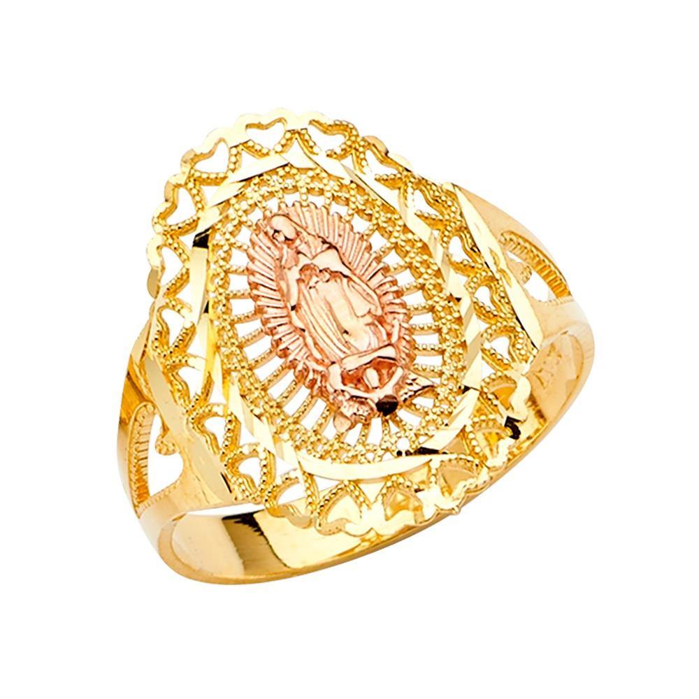 14K Two Tone Our Lady of Guadalupe Ring - silverdepot