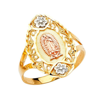 14K Tri Color Our Lady of Guadalupe Ring - silverdepot