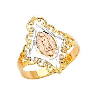 14K Tri Color Our Lady of Guadalupe Ring - silverdepot