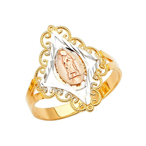 14K Tri Color Our Lady of Guadalupe Ring