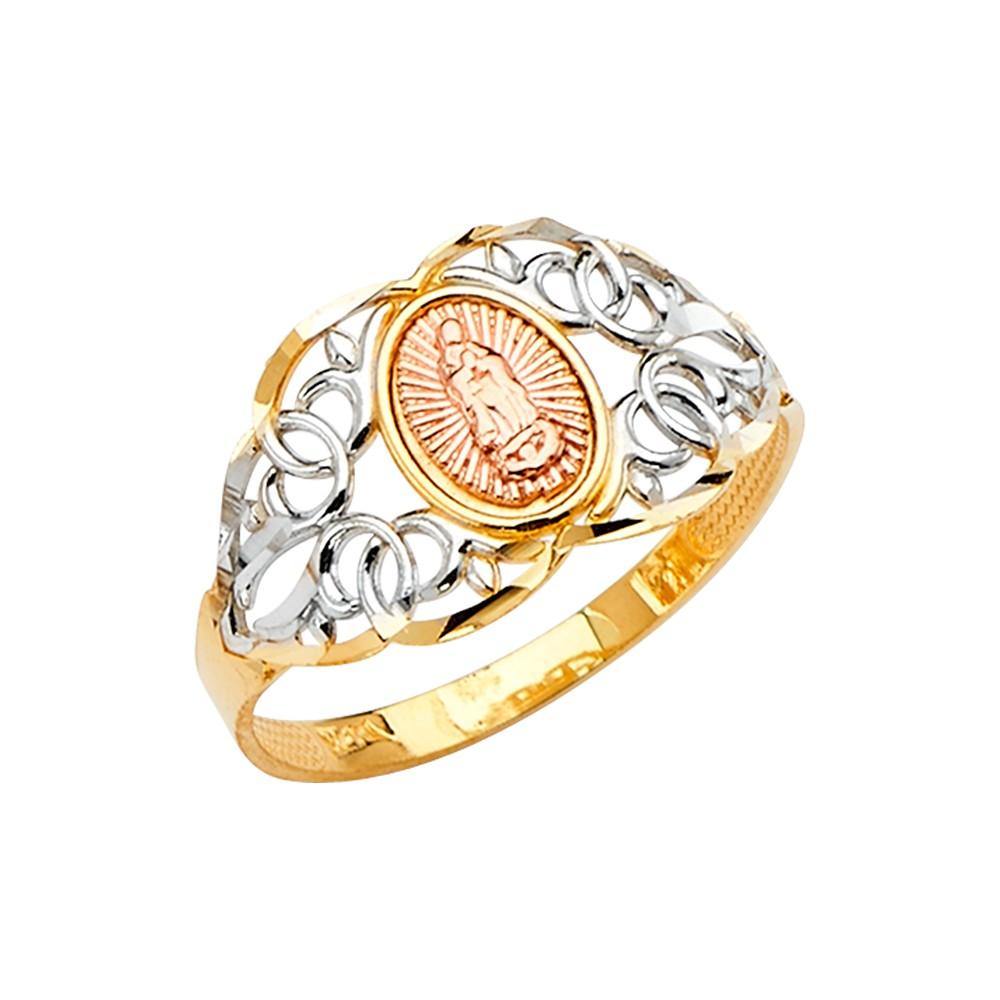 14K Tri Color Our Lady of Guadalupe Ring - silverdepot