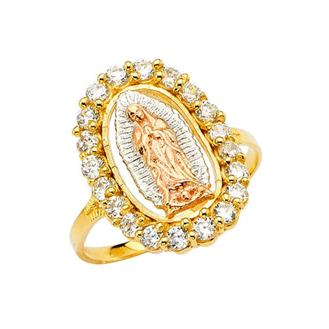 14K Tri Color Our Lady of Guadalupe Ring