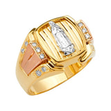 14K Tri Color CZ Men's Rings