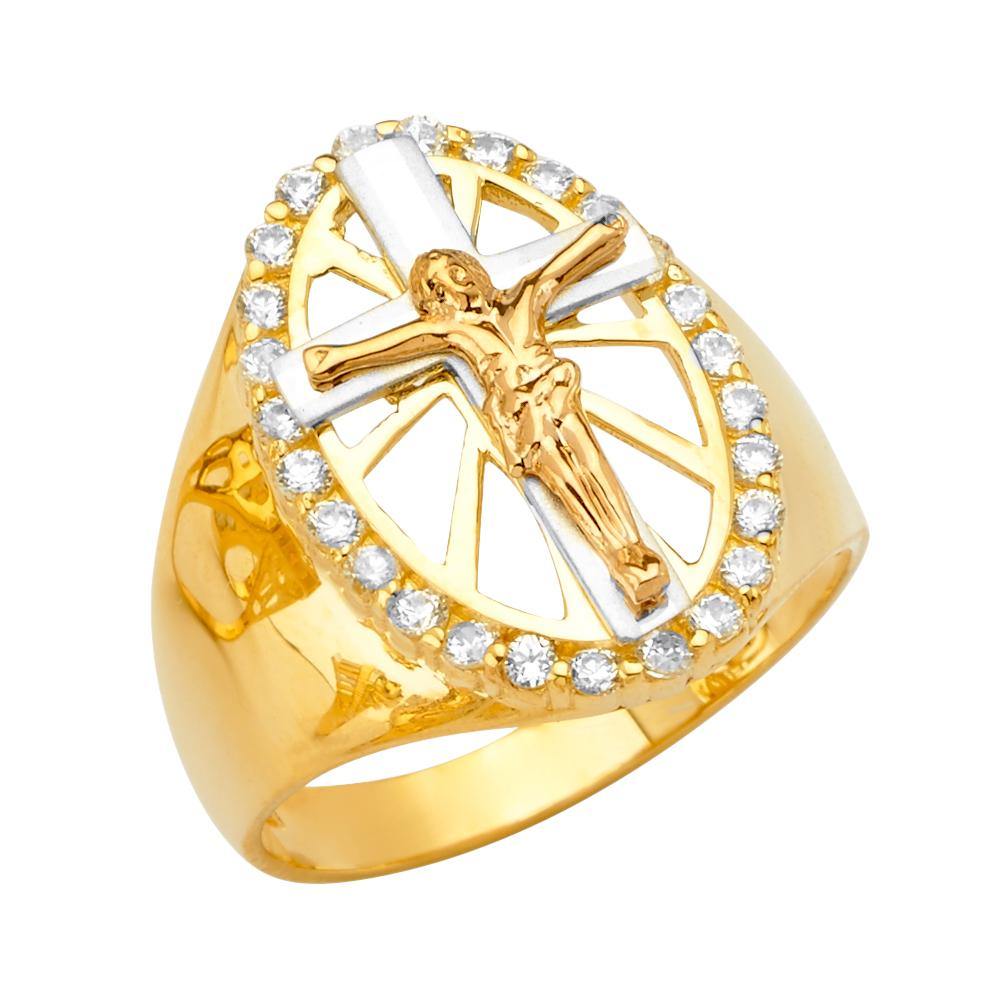 14K Tri Color CZ Men's Rings