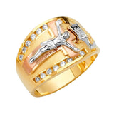 14K Tri Color CZ Men's Rings