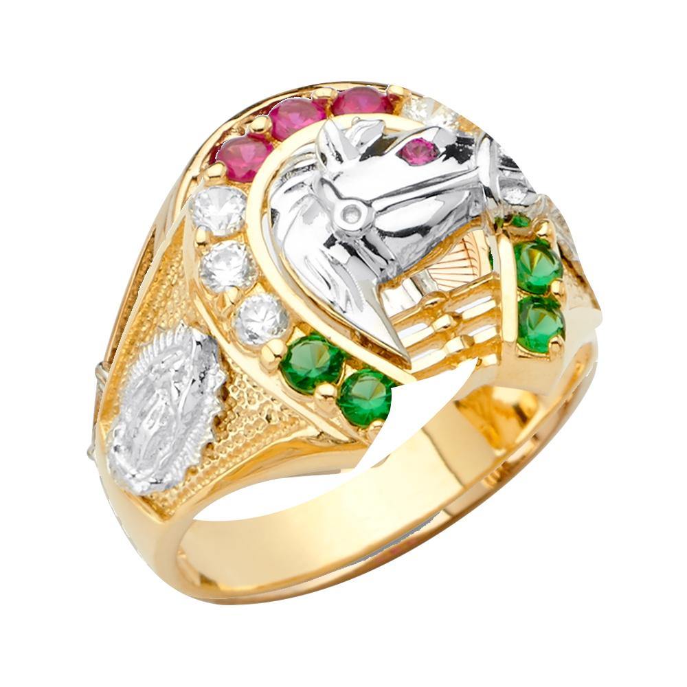 14K Tri Color CZ Men's Rings
