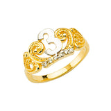 14K Twotone 3Years Old Baby CZ Crown Ring 1.8grams