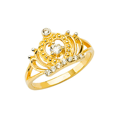 14K Twotone CZ Crown Baby Ring 1.5grams