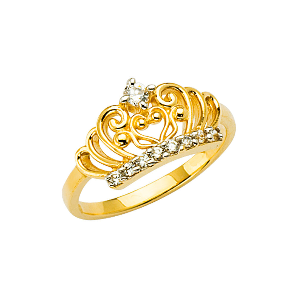 14K Twotone CZ Crown Baby Ring 1.4grams