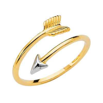 14K Twotone Arrow Size Adjustable Ring 1.9grams