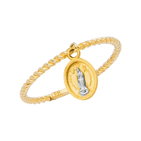 14K Twotone With Hanging Guadalupe Ring 1.1grams