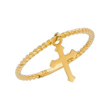 Load image into Gallery viewer, 14K Yellow With Hanging Cross Ring 1grams