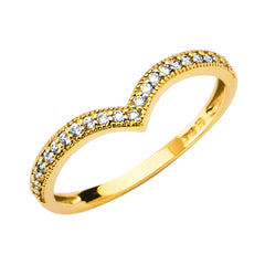 14K Yellow V-Shape CZ Band1.3grams
