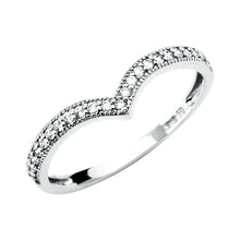 Load image into Gallery viewer, 14K White V-Shape CZ Band 1.3grams