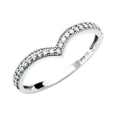 14K White V-Shape CZ Band 1.3grams