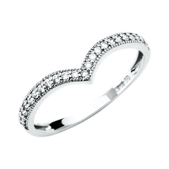 14K White V-Shape CZ Band 1.3grams