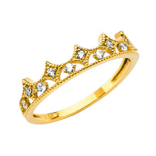 Load image into Gallery viewer, 14K Yellow CZ Crown Band 1.6grams