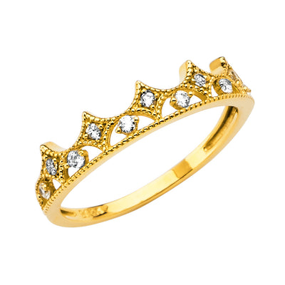 14K Yellow CZ Crown Band 1.6grams
