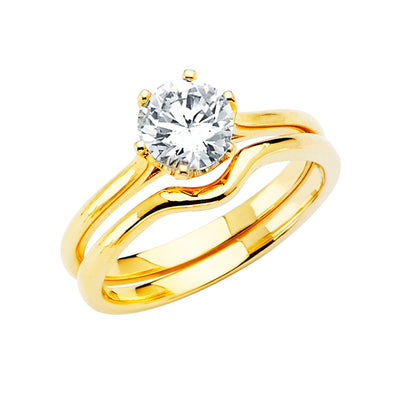 14K Yellow Gold Round CZ Ladies Wedding Ring--Wedding Band And Engagement Ring are sold Separately