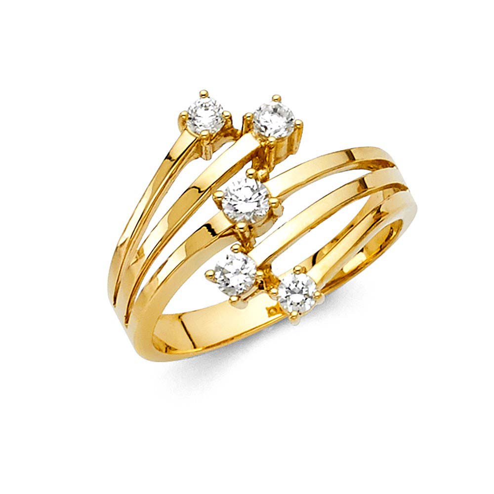 14K Yellow Gold 15mm Clear CZ Fancy Ring