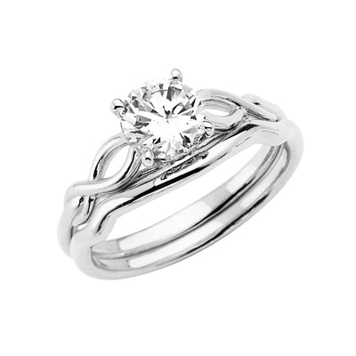 14K White Gold Round CZ Ladies Wedding Ring--Wedding Band And Engagement Ring are sold Separately