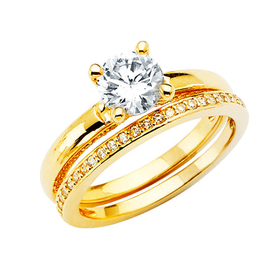 14K Yellow Gold Round CZ Ladies Wedding Ring--Wedding Band And Engagement Ring are sold Separately