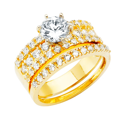14K Yellow Gold Round CZ Ladies Wedding Ring--Wedding Band And Engagement Ring are sold Separately