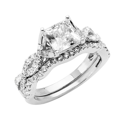 14K White Gold Round CZ Engagement Ring