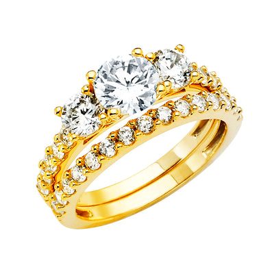 14K Yellow Gold Round CZ Ladies Wedding Ring--Wedding Band And Engagement Ring are sold Separately