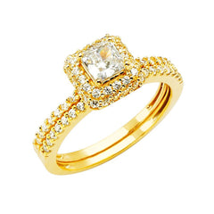 14K Gold Round CZ Engagement Ring