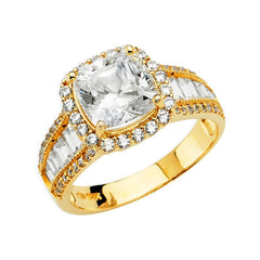 14K Yellow Gold CZ Round Engagement Ring