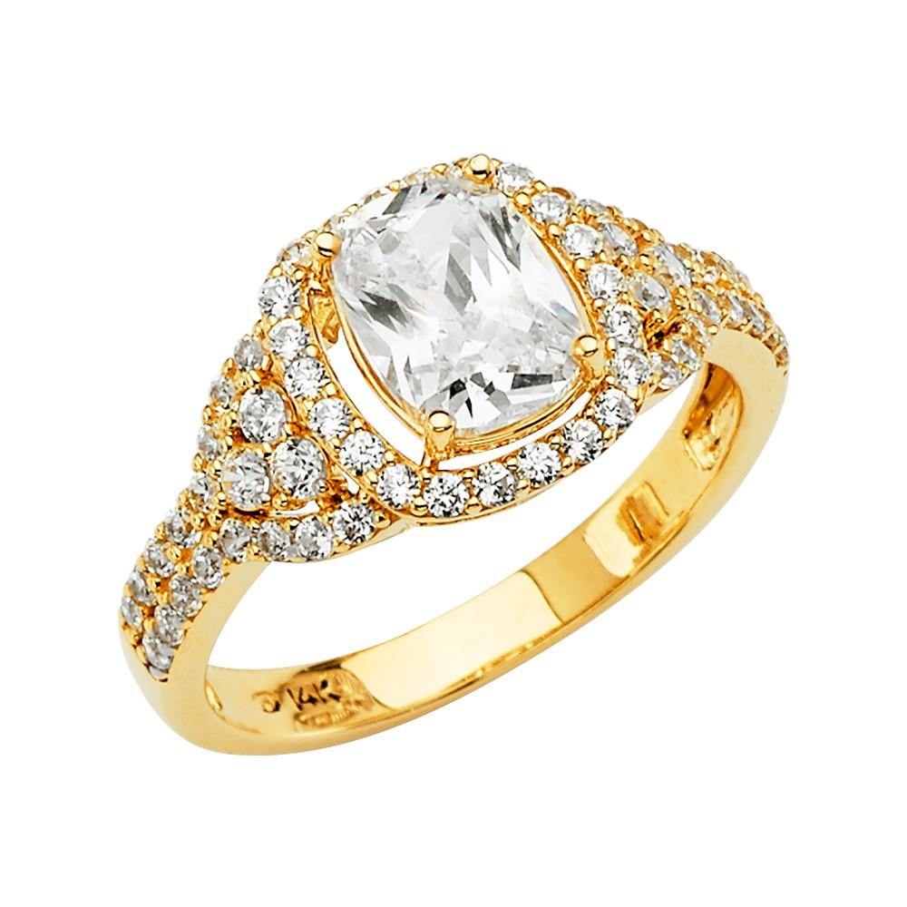 14K Yellow Gold CZ Round Engagement Ring
