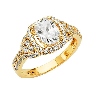 14K Yellow Gold CZ Round Engagement Ring - silverdepot