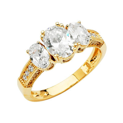 14K Yellow Gold CZ Round Engagement Ring - silverdepot