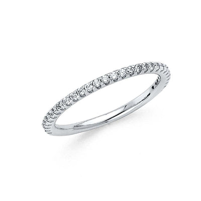 14K White Gold 1.5mm Clear CZ Ladies Wedding Band
