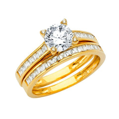 14K Yellow Gold Polished Clear CZ Engagement Ring