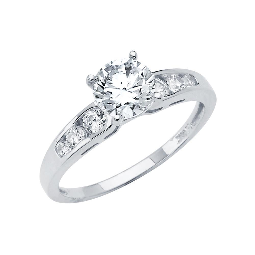 14K White Gold Polished Clear CZ Engagement Ring