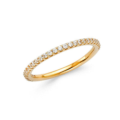 14K Yellow Gold 1.5mm Clear CZ Ladies Wedding Band