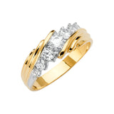 14K Yellow Gold CZ Wedding Trio Mens Band Sets