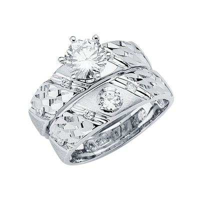 14K White CZ Engagement Ring Only