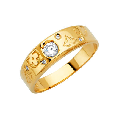 14K Yellow Men's CZ Wedding Band