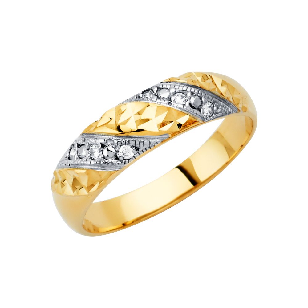 14K Yellow Men's CZ Wedding Band