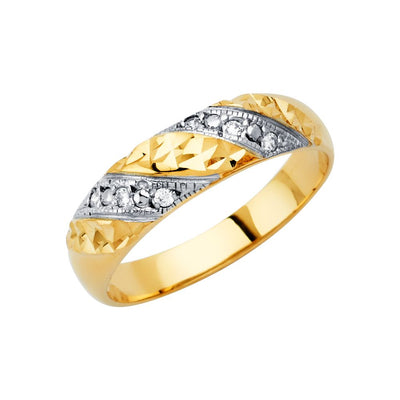 14K Yellow Men's CZ Wedding Band