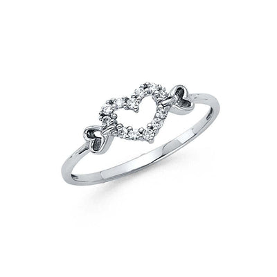 14K White Gold 7mm Clear CZ Fancy Ring - silverdepot