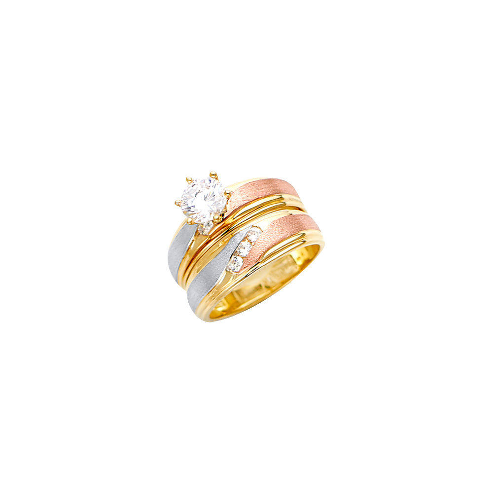 14K Tricolor CZ Engagement Ring Only