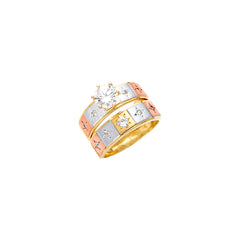 14K Tricolor Ladies CZ Wedding Band or Trio Set